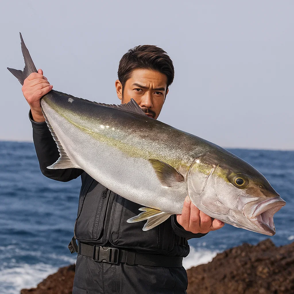 銭洲でカンパチを釣る広岡