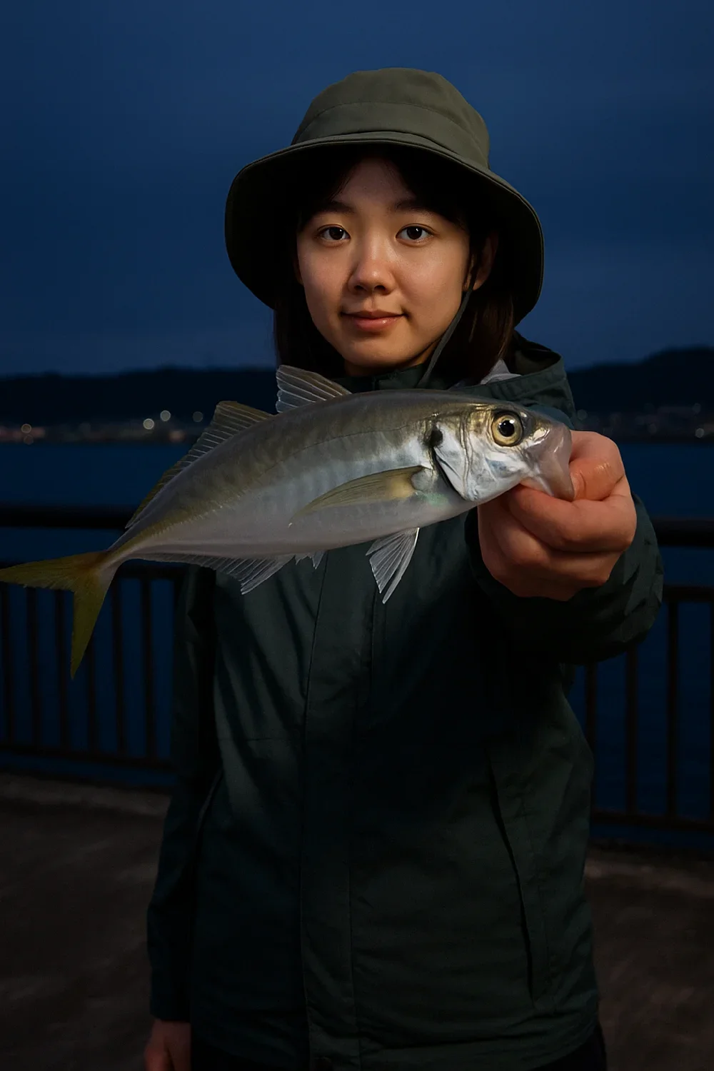 神戸空港でアジを釣る森永