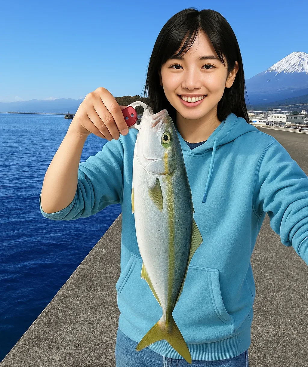 静浦港でイナダを釣る黒川