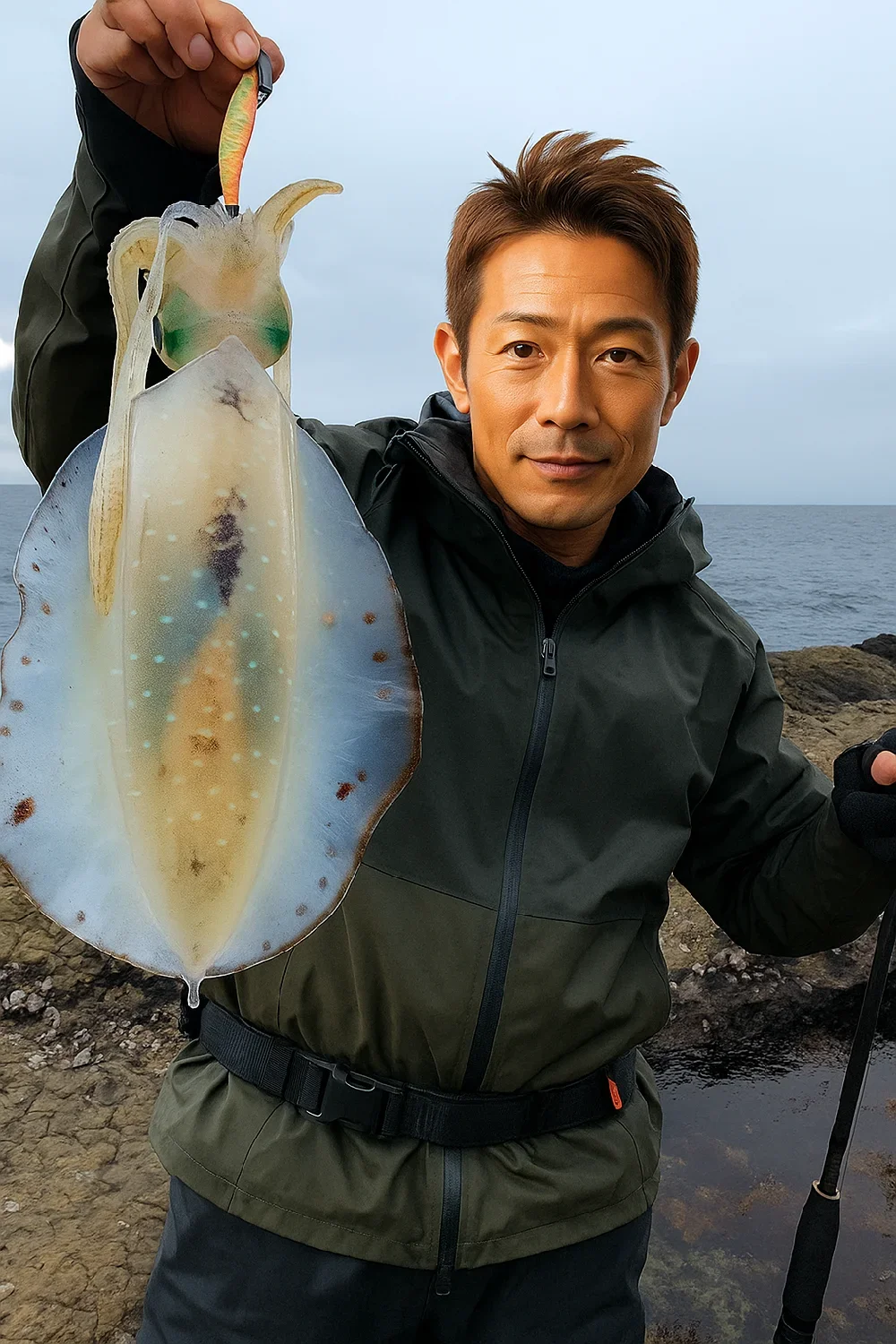 芝崎海岸でアオリイカを釣る亀岡