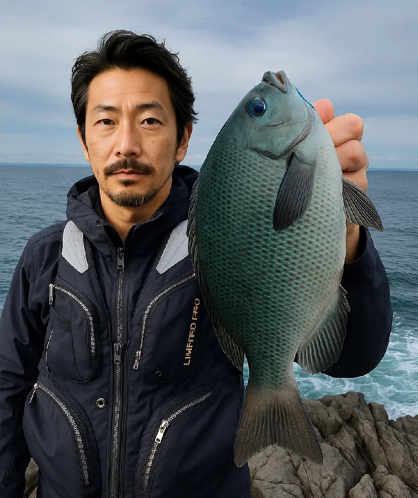 根府川大根でメジナを釣る佐々木