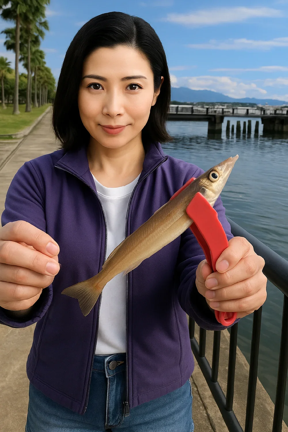 新居海釣り公園でキスを釣る八重田