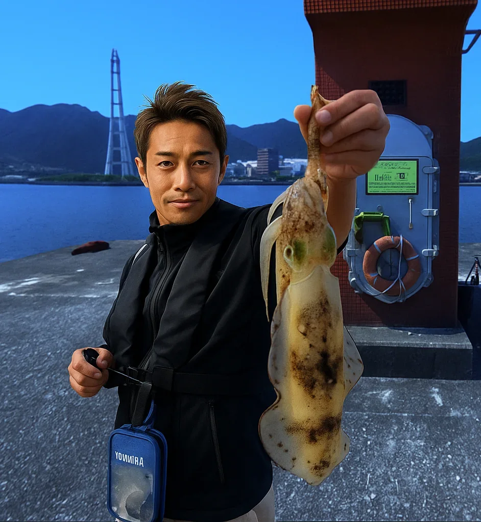 尾鷲港でアオリイカを釣る亀岡