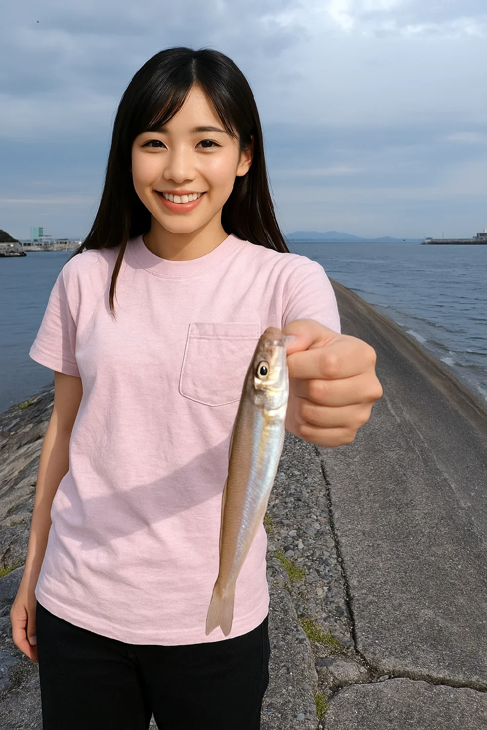 久里浜港でキスを釣る黒川