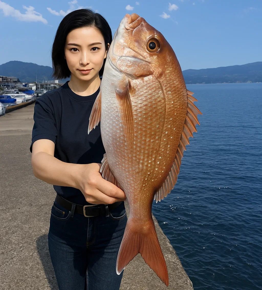 静浦漁港でマダイを釣る八重田