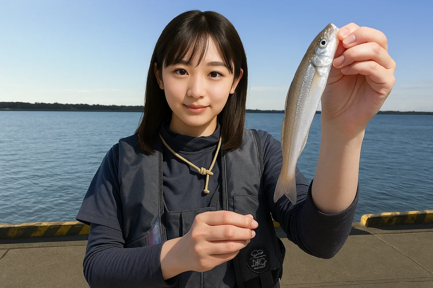 福田漁港でキスを釣る国生