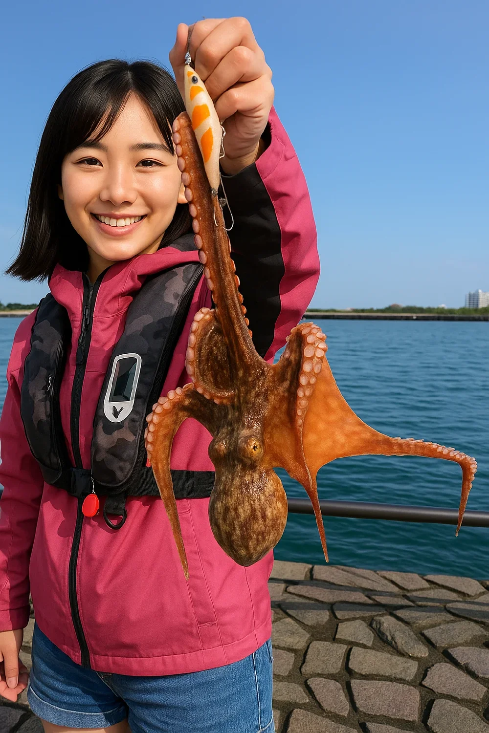 新居海釣り公園(新居弁天海釣公園)でタコを釣る黒川