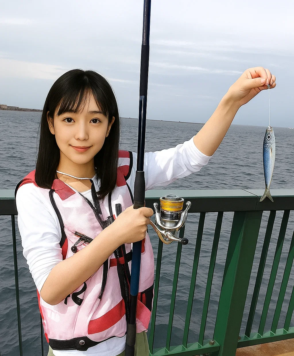 葉山マリーナでイワシを釣る国生