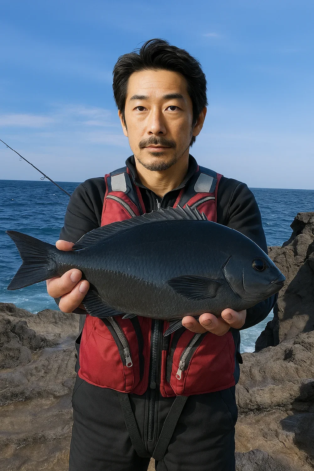 盗人狩でメジナを釣る佐々木