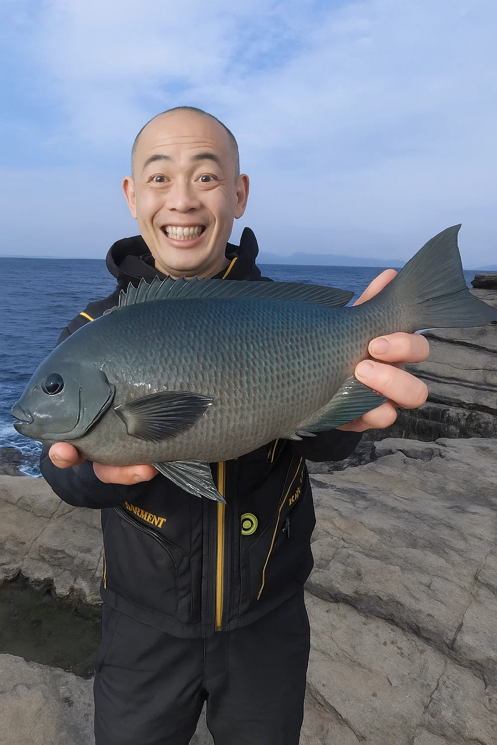 剣崎でメジナを釣るがんだま君