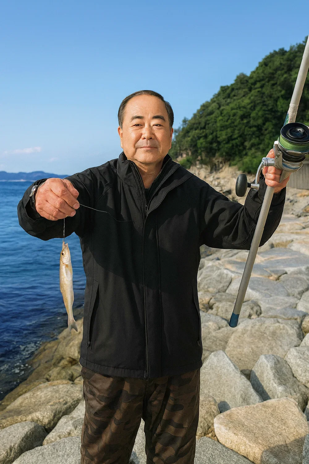 竹居漁港でキスの釣果を得た持田