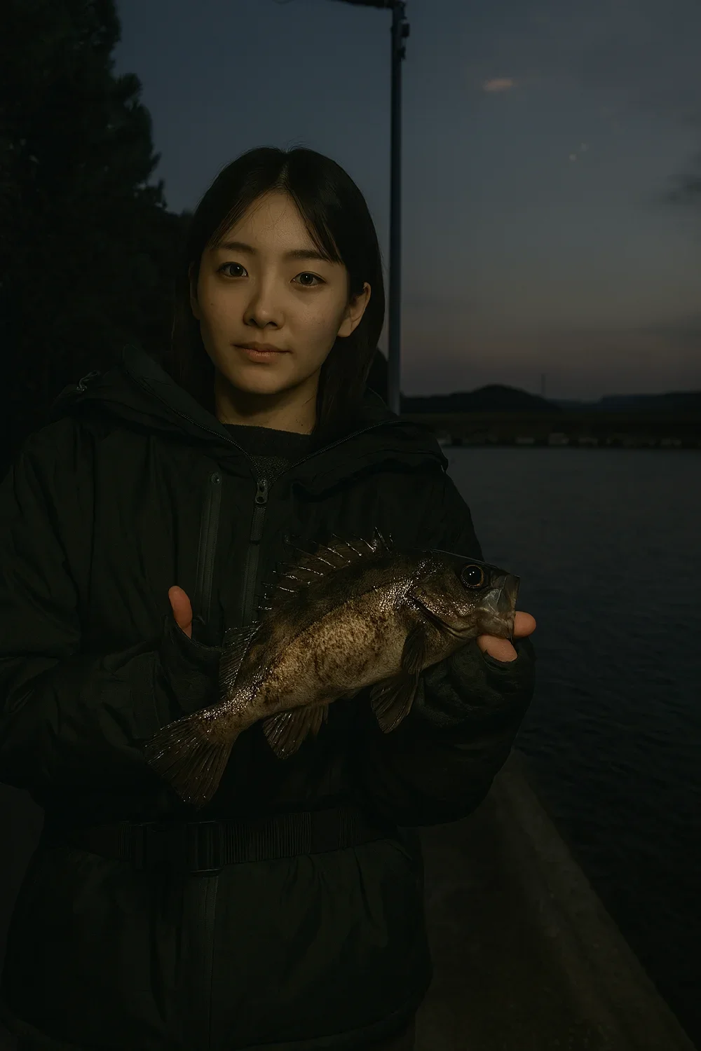 江の浜漁港でメバルの釣果を得た森永