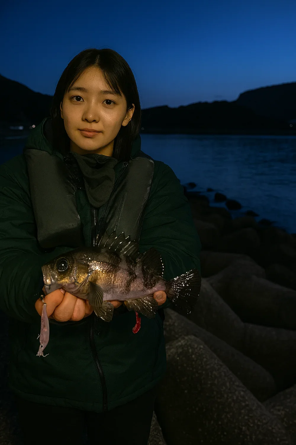 庵治漁港でメバルの釣果を得た森永