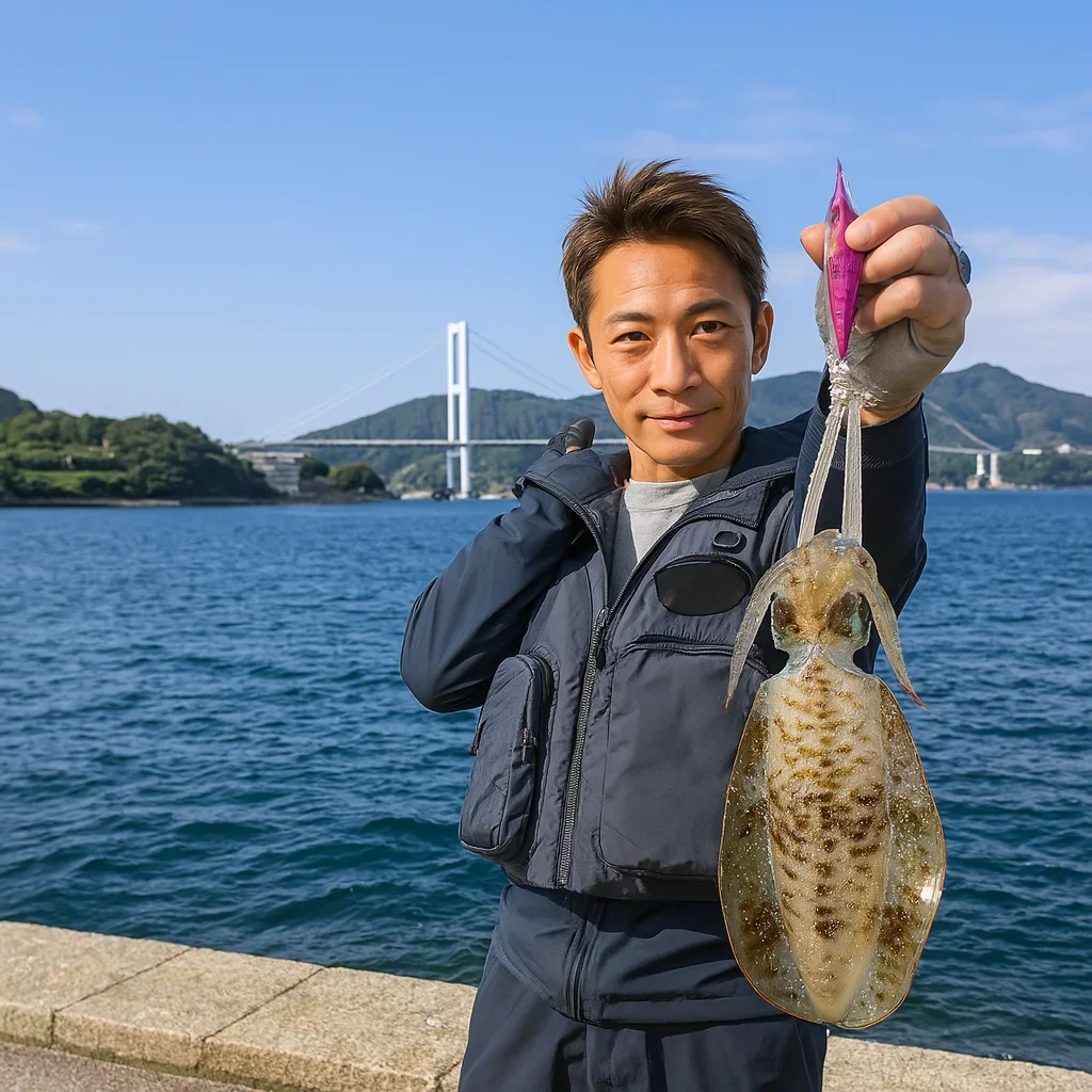 下蒲刈島でアオリイカを釣る亀岡