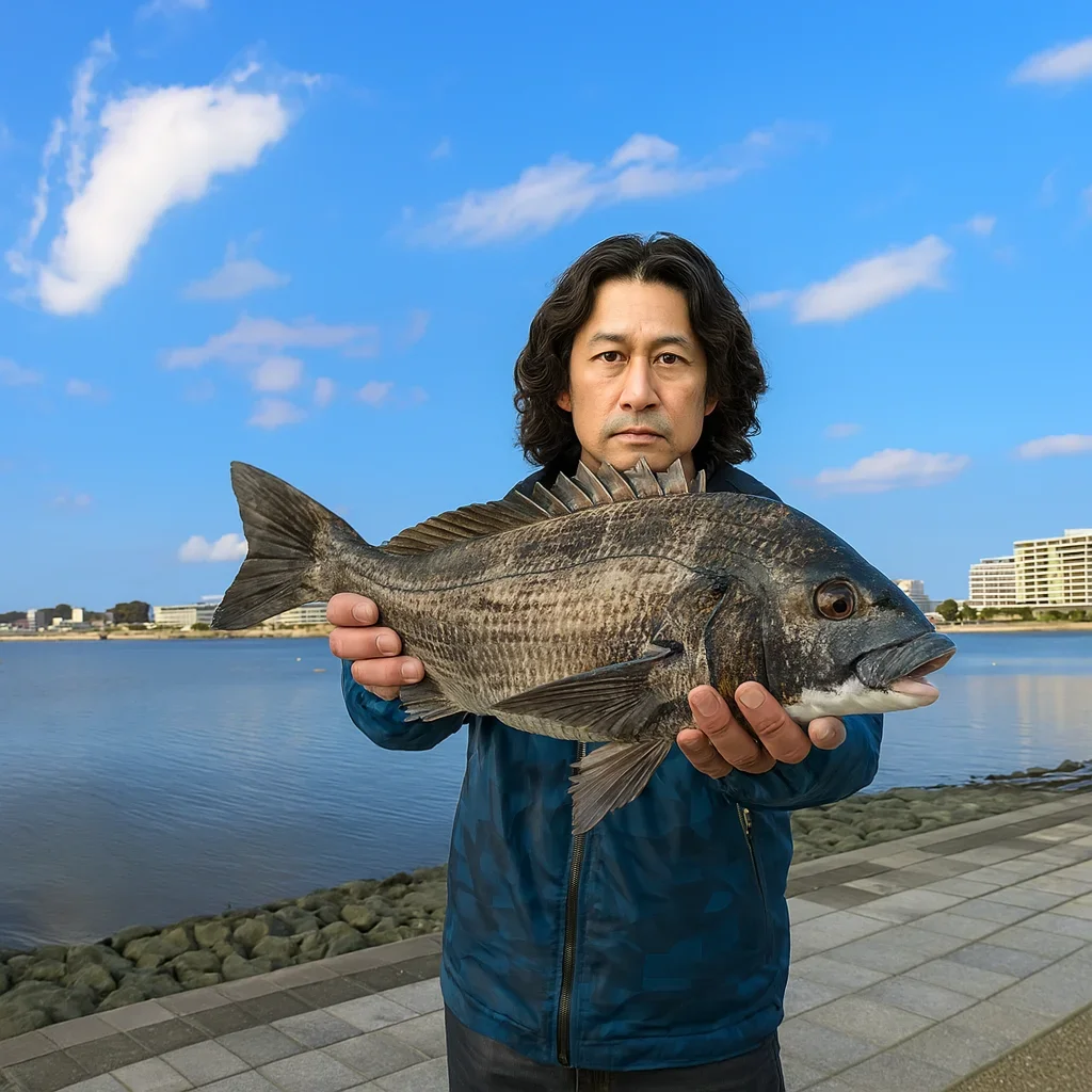 宍道湖でチヌを釣る岸本
