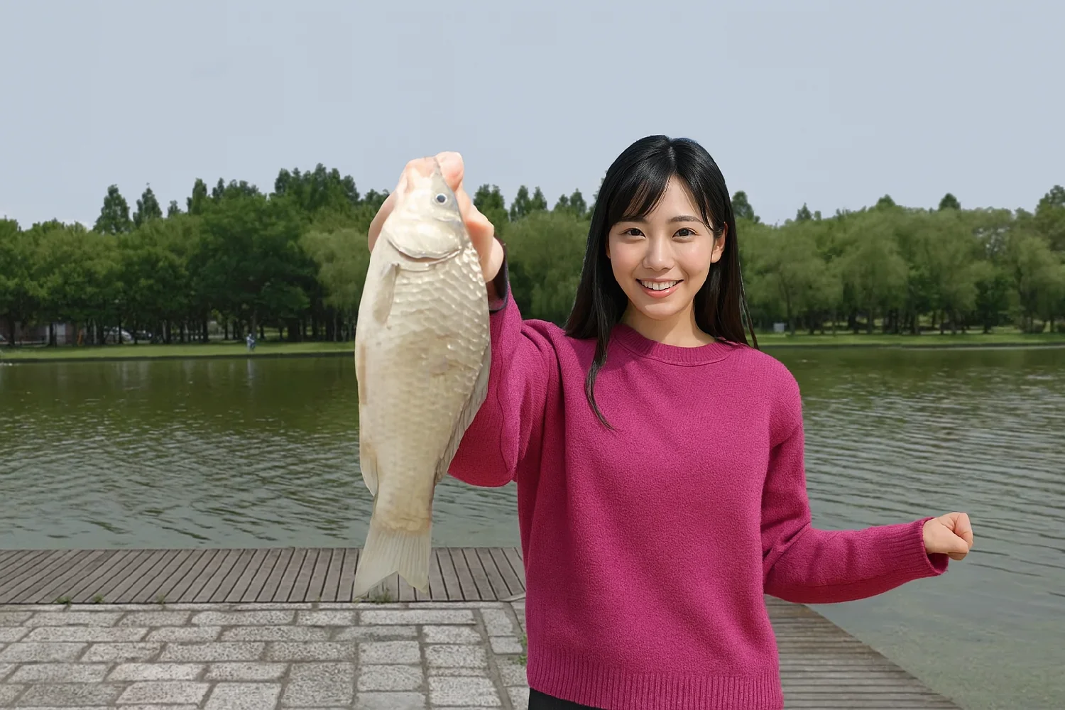 水元公園でマブナを釣る黒川