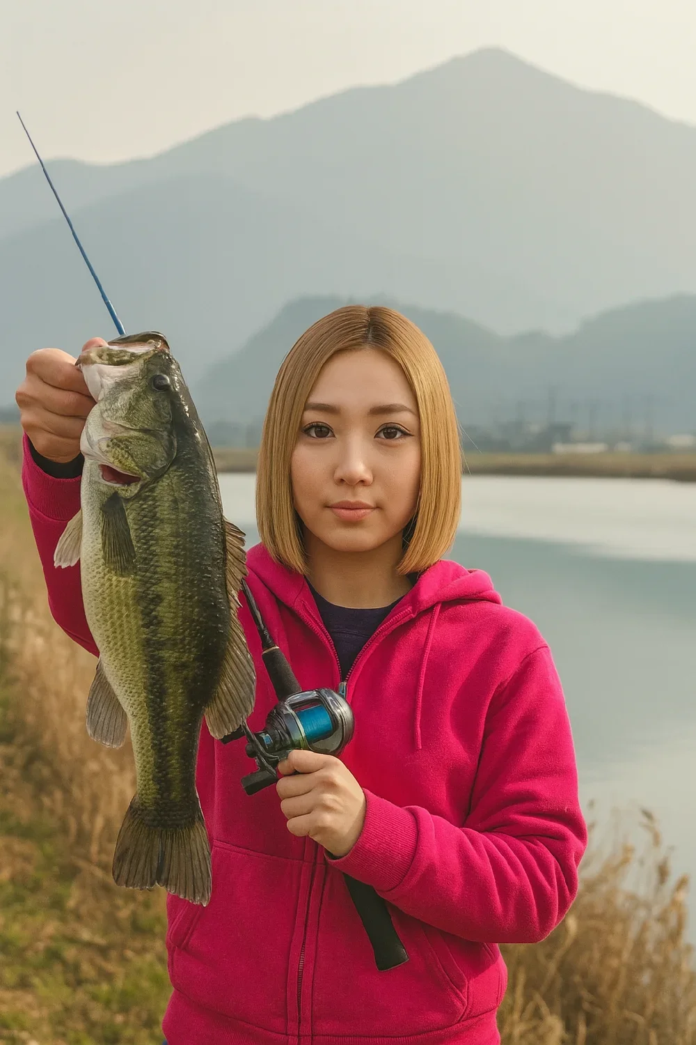 七区貯水池でバスを釣る階下