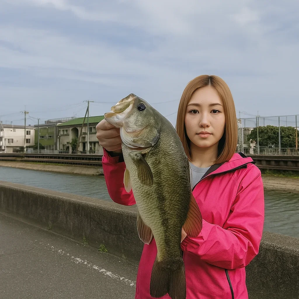 花畑運河でバスを釣る階下
