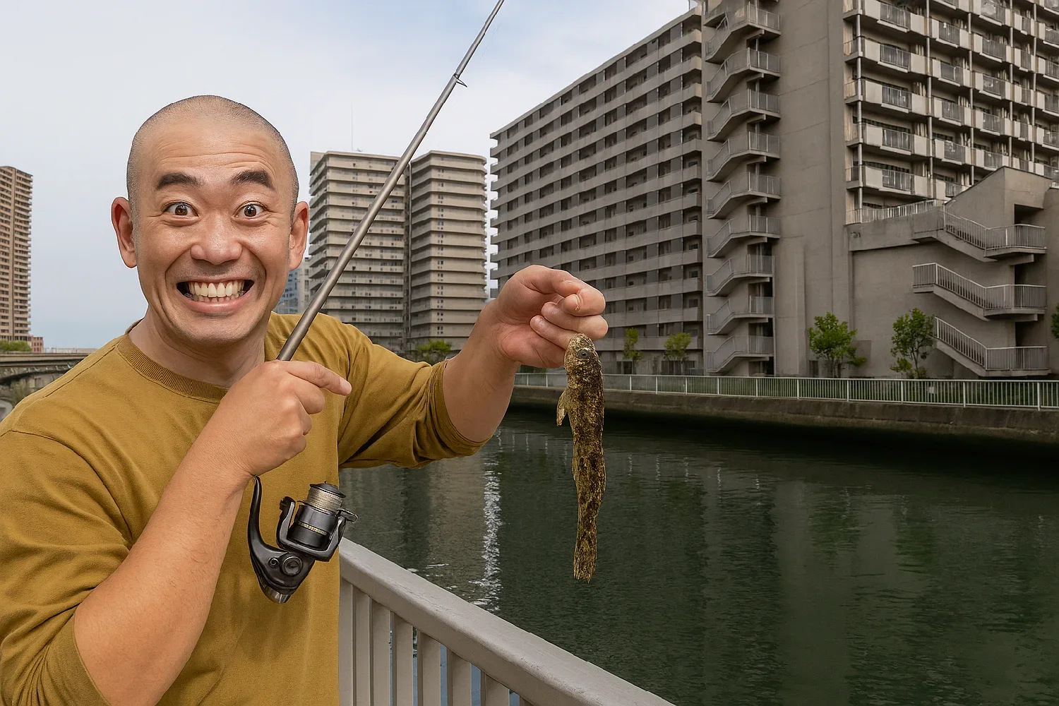 汐浜運河でハゼを釣るがんだま君　