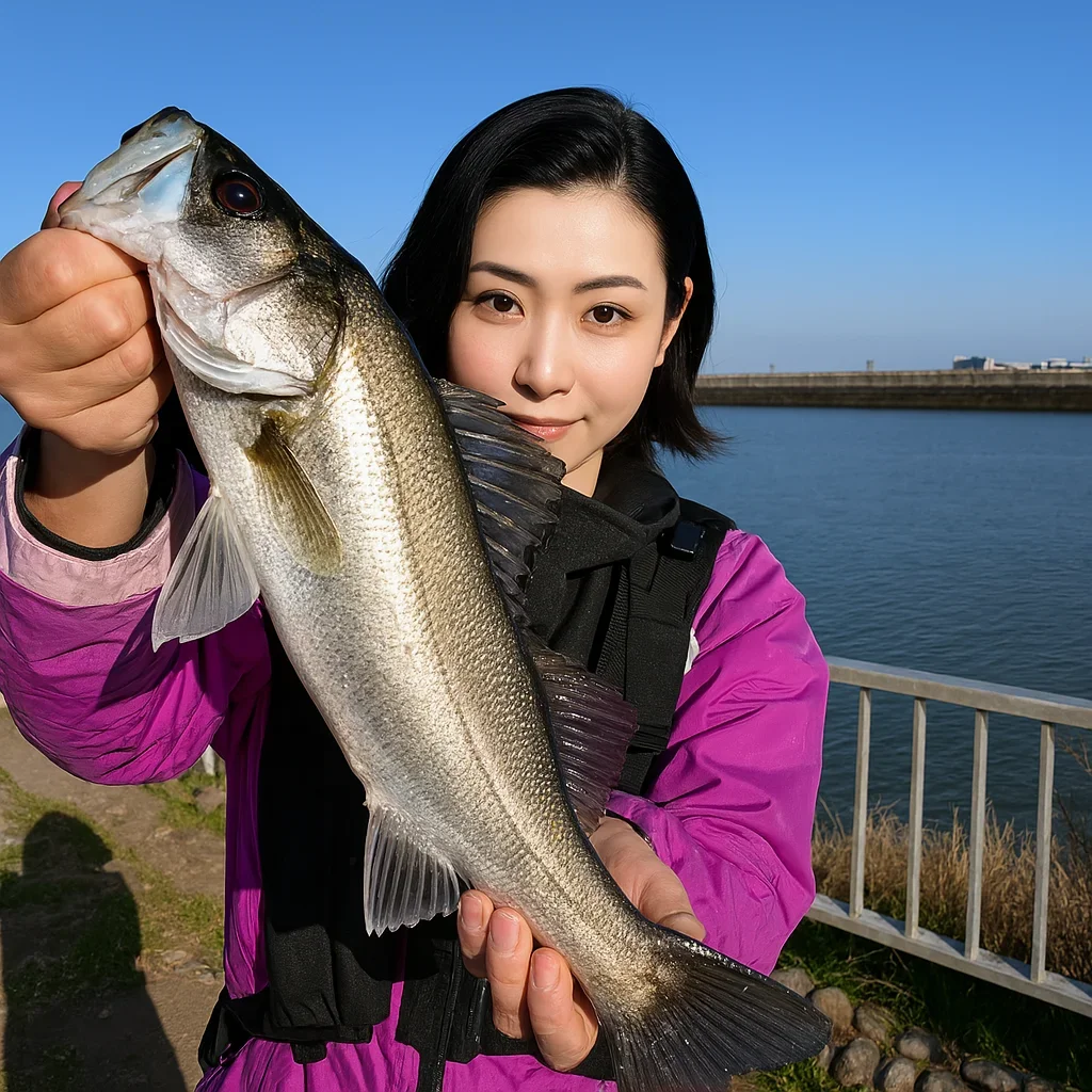 京浜島緑道公園でセイゴを釣る八重田