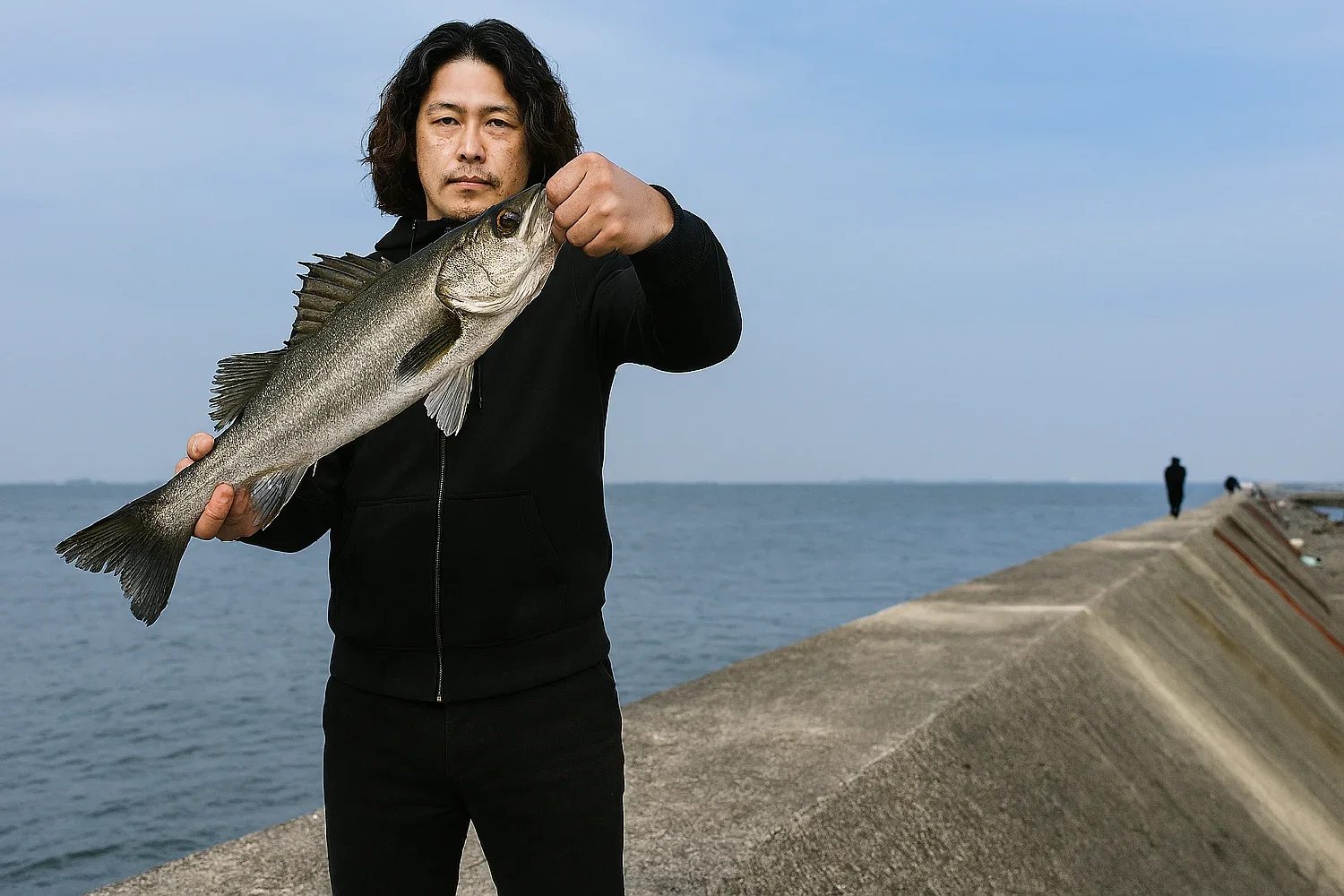 武庫川一文字でシーバスを釣った岸本