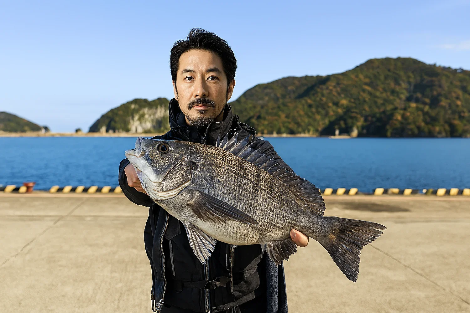 柴山港でチヌを釣る佐々木