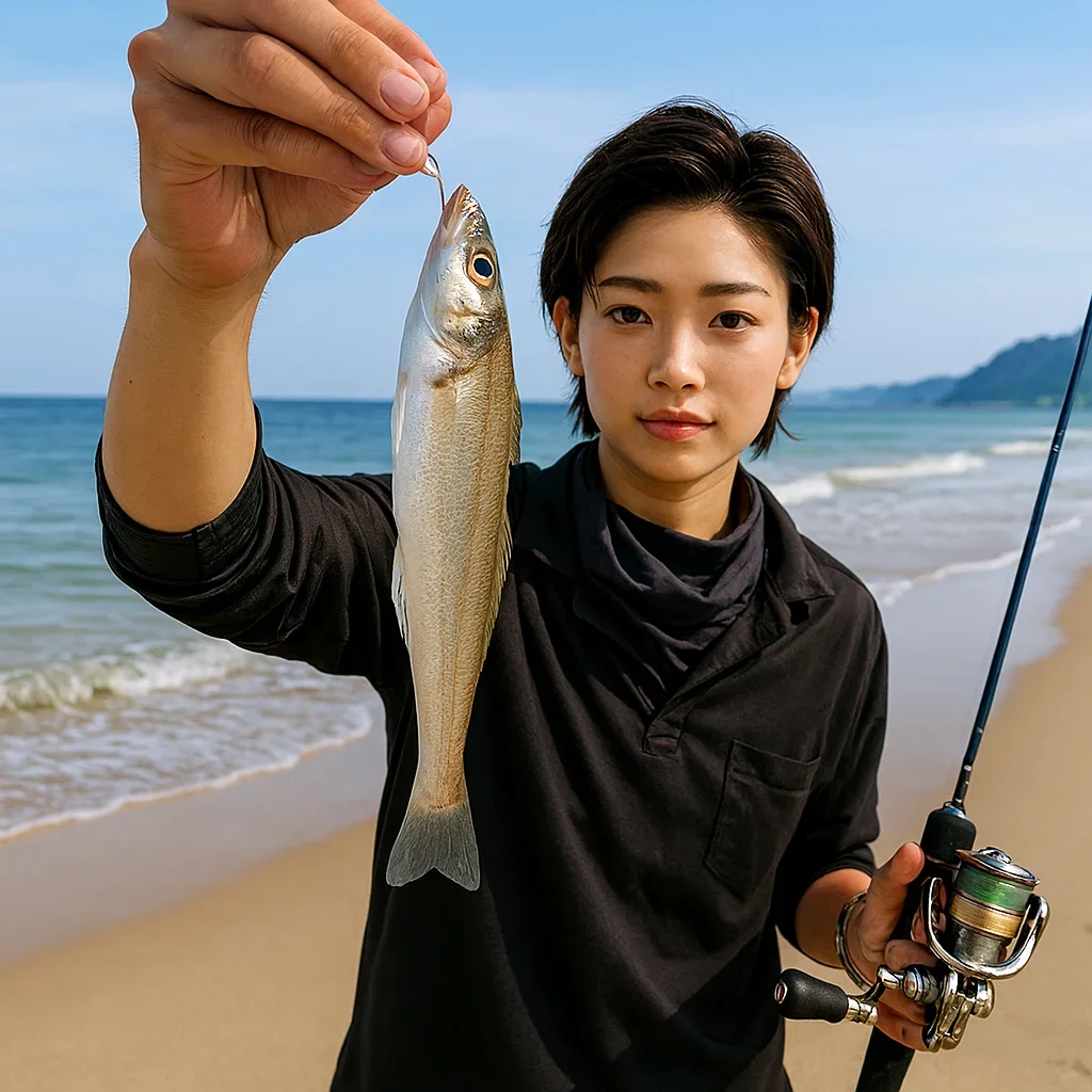 鳥取砂丘海岸でキスの釣果を得た佐伯