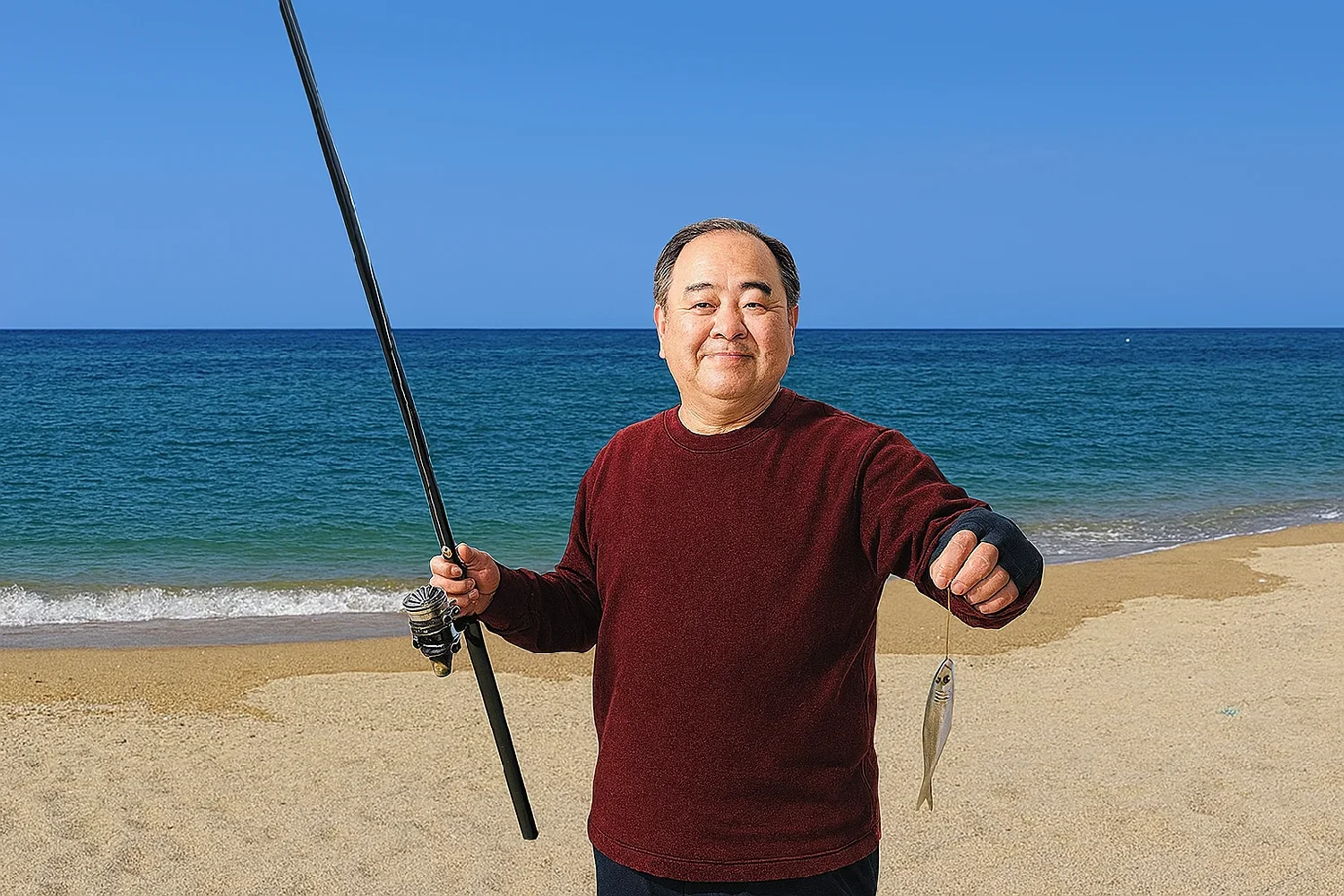 北条砂丘でキスを釣る持田