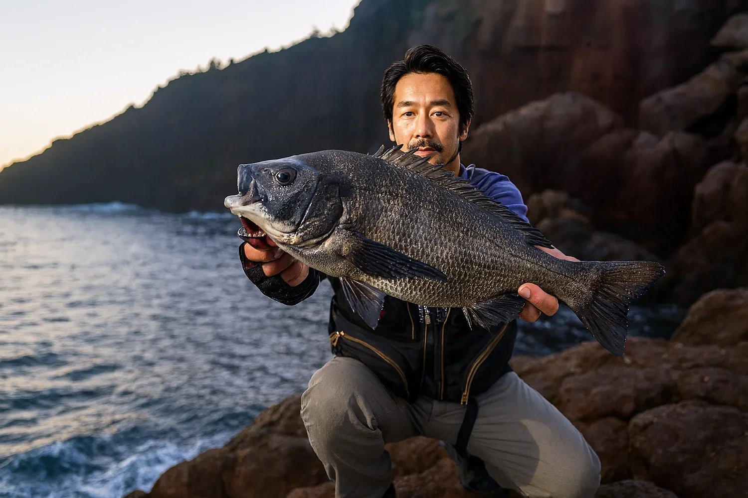 九島でチヌを釣る佐々木