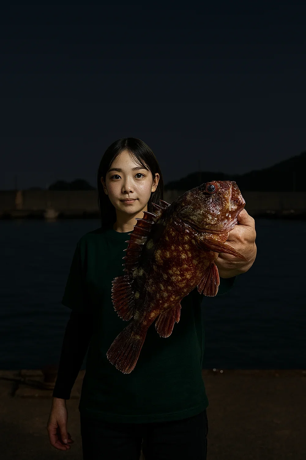 瀬崎漁港でカサゴを釣る森永