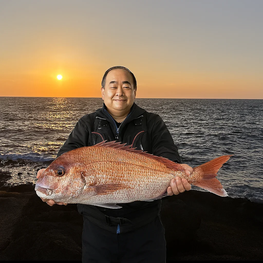 潜戸鼻でマダイを釣る持田