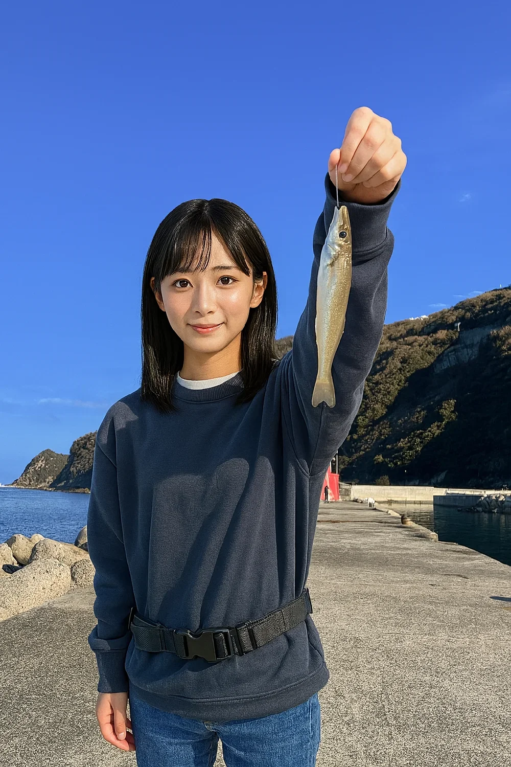 小伊津漁港でキスを釣る国生