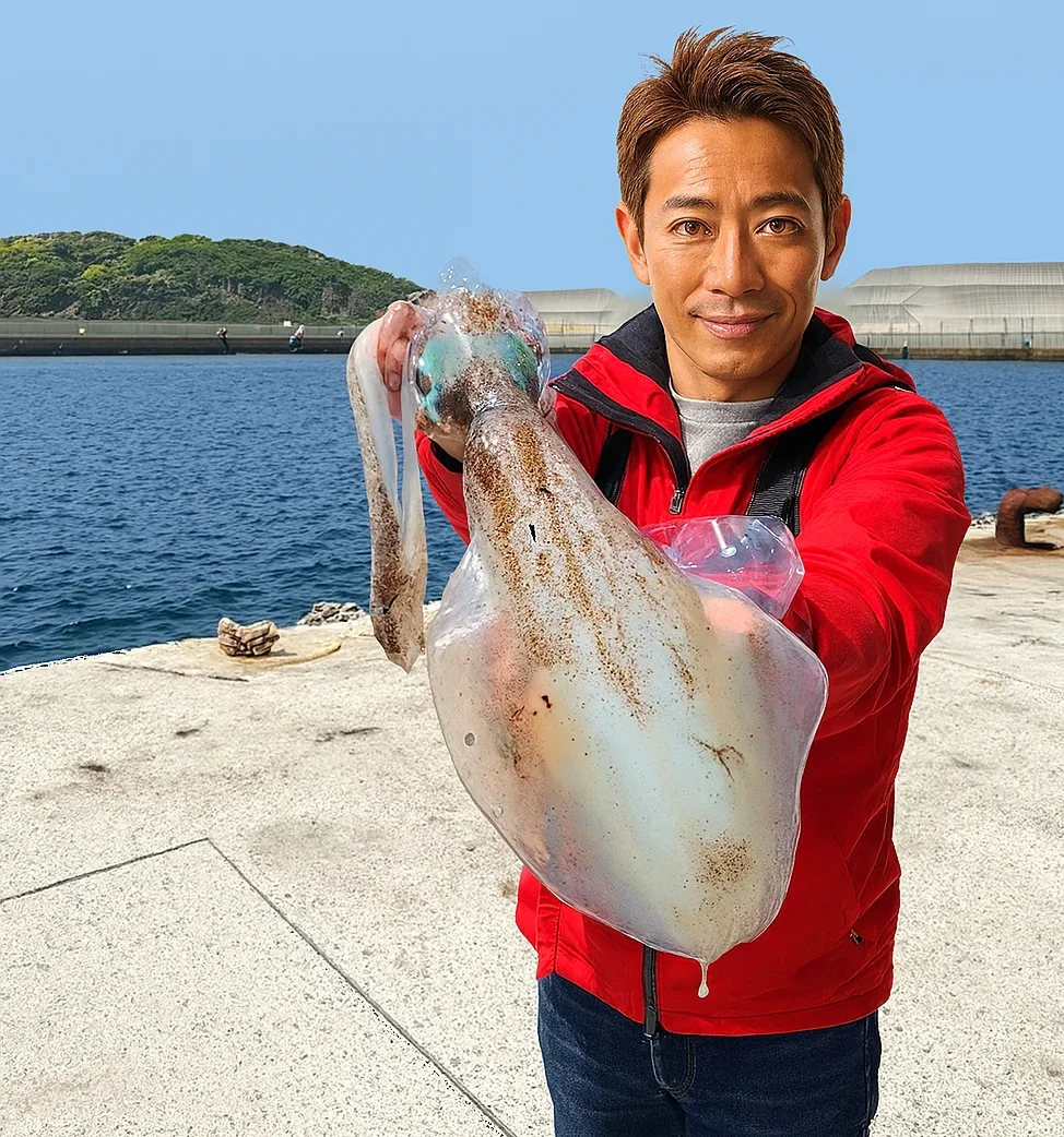 シャックリ波止でアオリイカを釣る亀岡