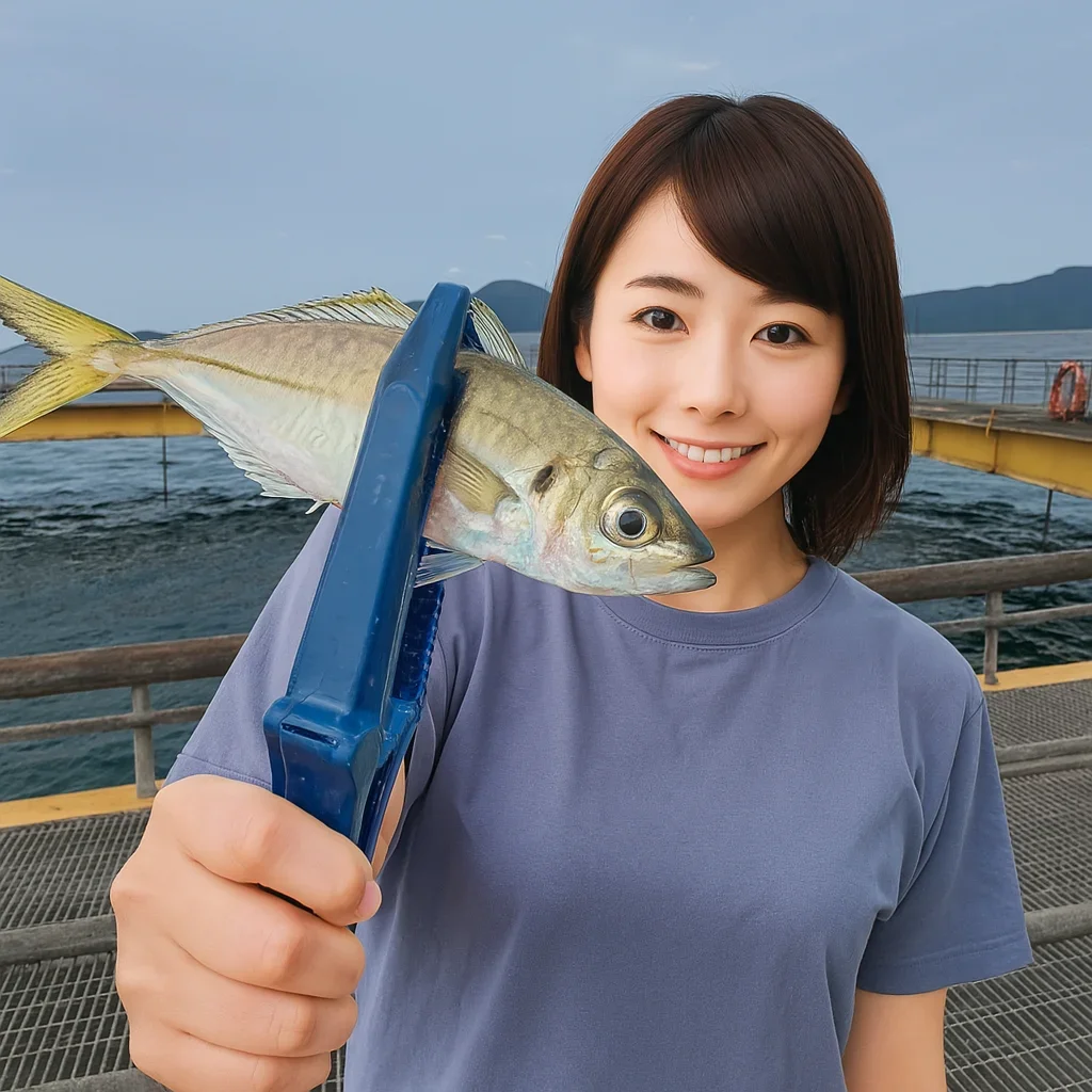 宮津市立海洋つり場でアジの釣果を得た西岡