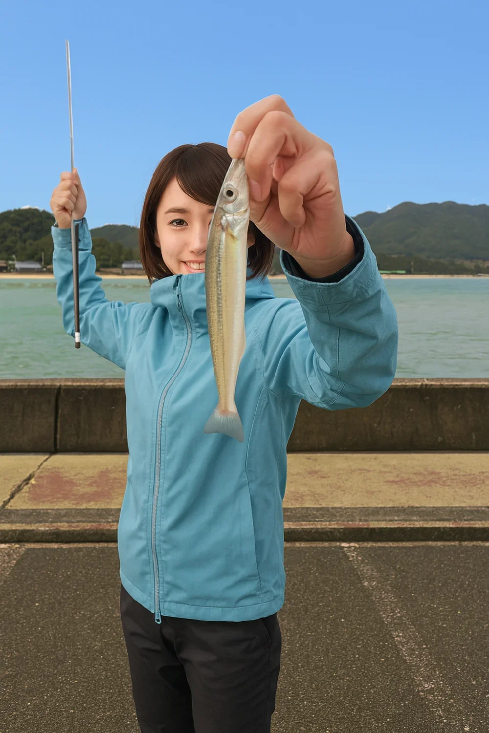 和田漁港でキスの釣果を得た西岡