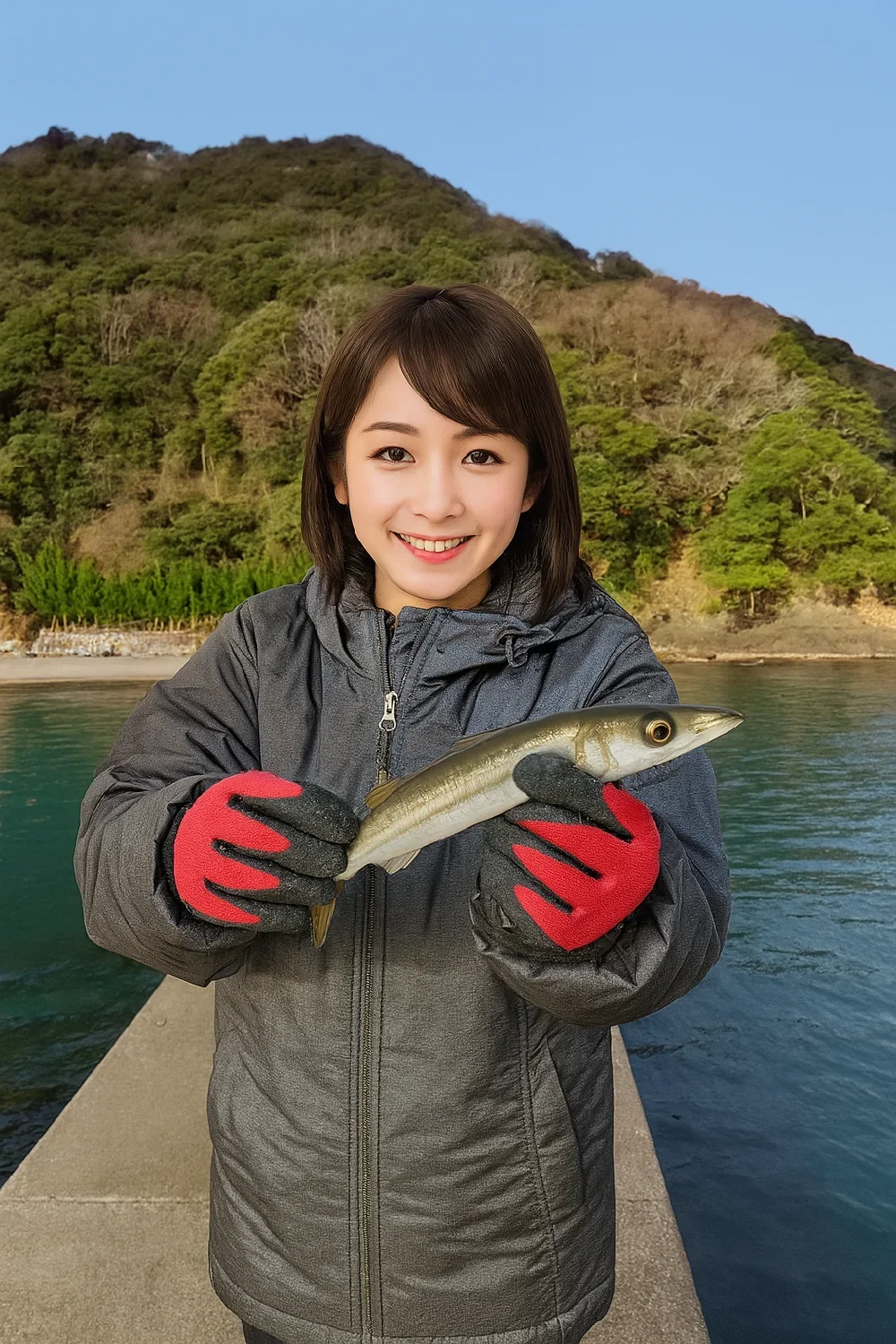 矢代漁港でカマスの釣果を得た西岡