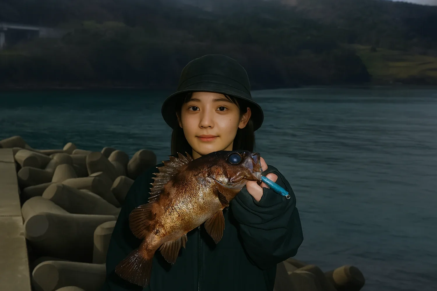 田烏漁港でメバルの釣果を得た森永