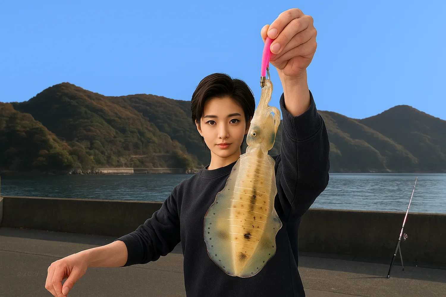 常神潮風公園でアオリイカの釣果を得た佐伯