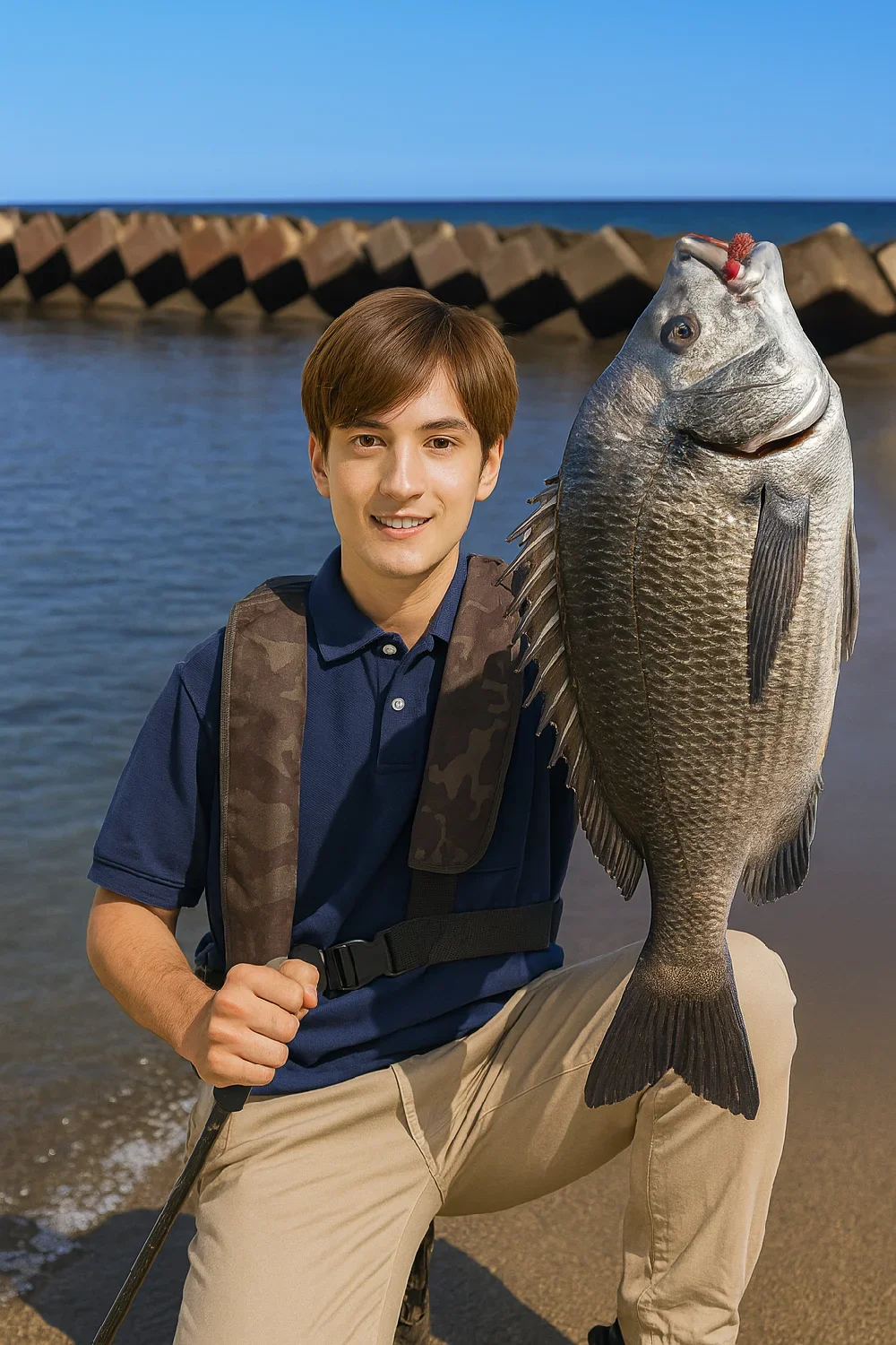 波松海岸でチヌの釣果を得た久良木