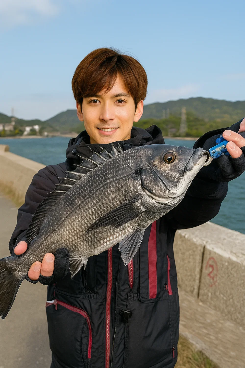 由宇川河口でチヌを釣る久良木