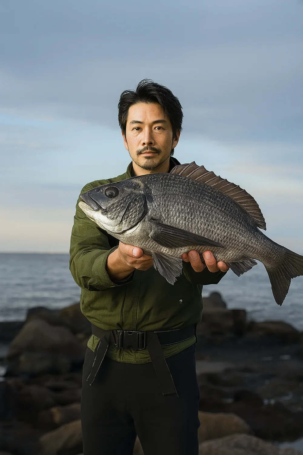 岩屋の鼻でチヌを釣る佐々木