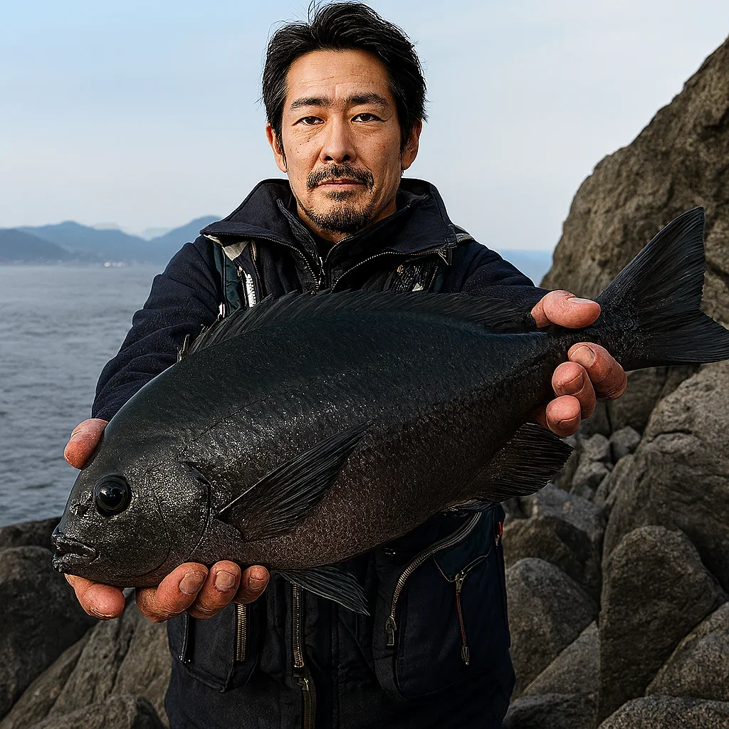 蓋井島でグレを釣る佐々木