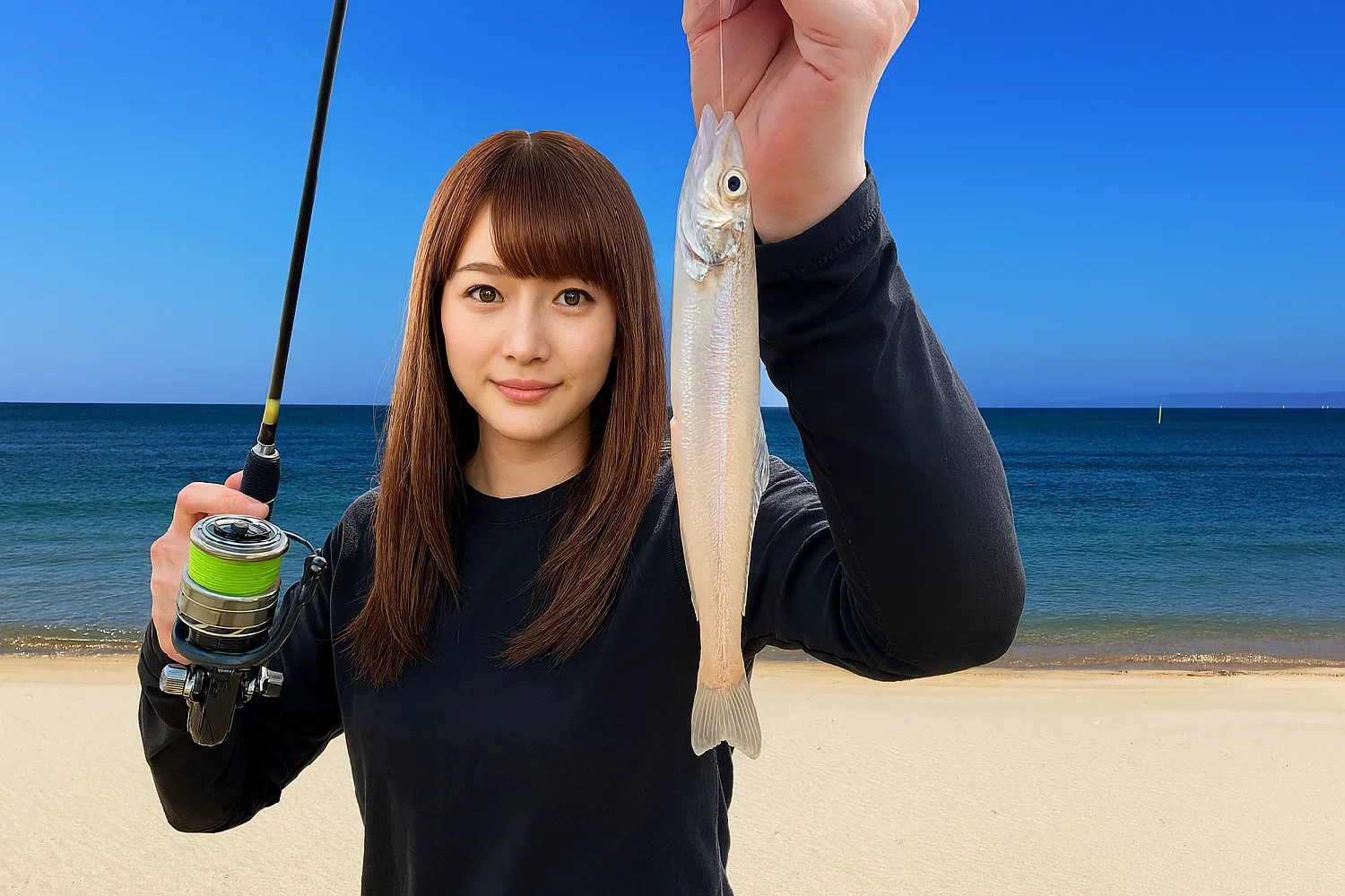 土井ヶ浜でキスを釣る山際