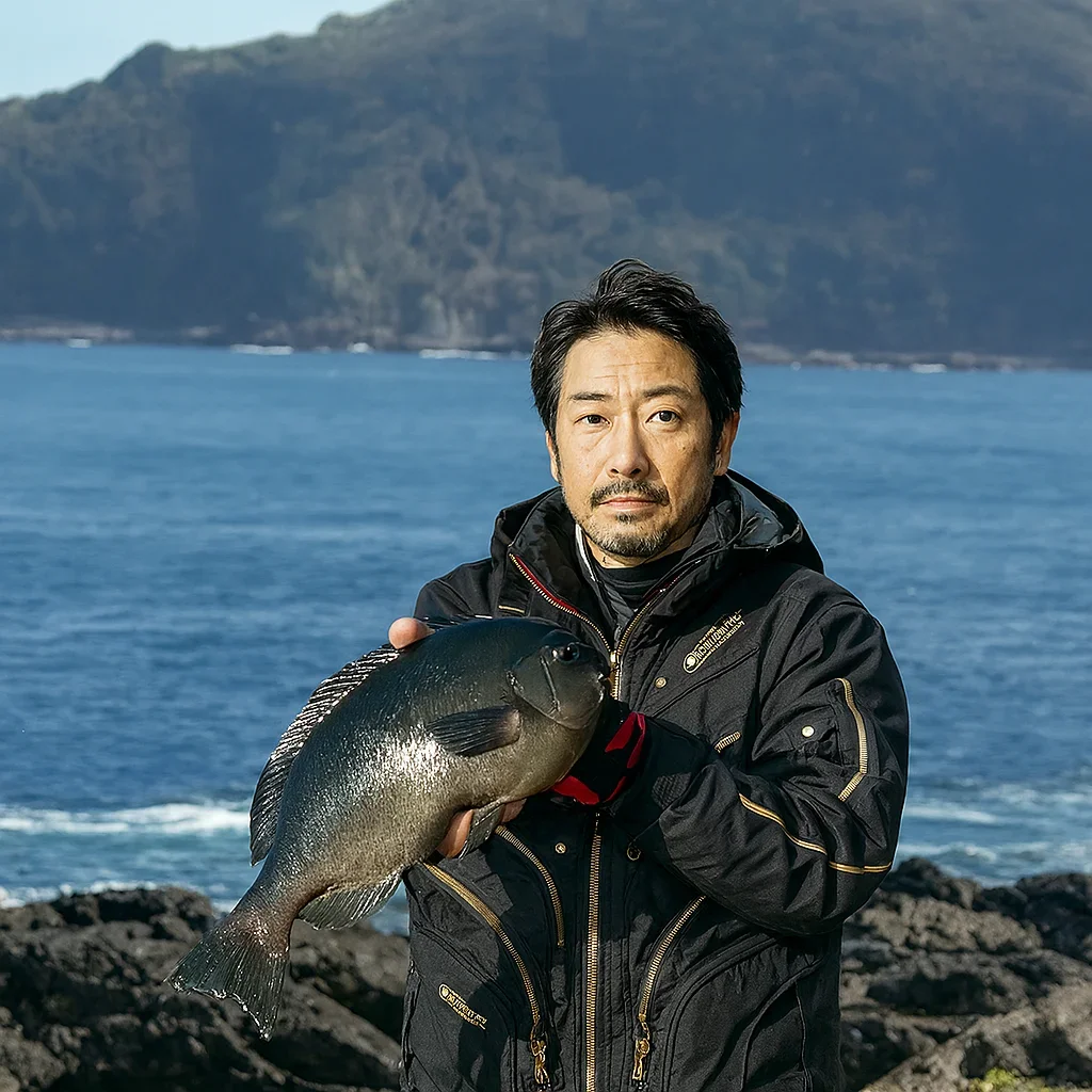 見島でグレを釣る佐々木