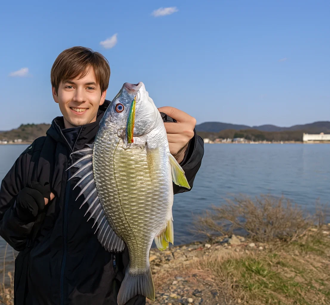 水門湾でキビレを釣る久良木