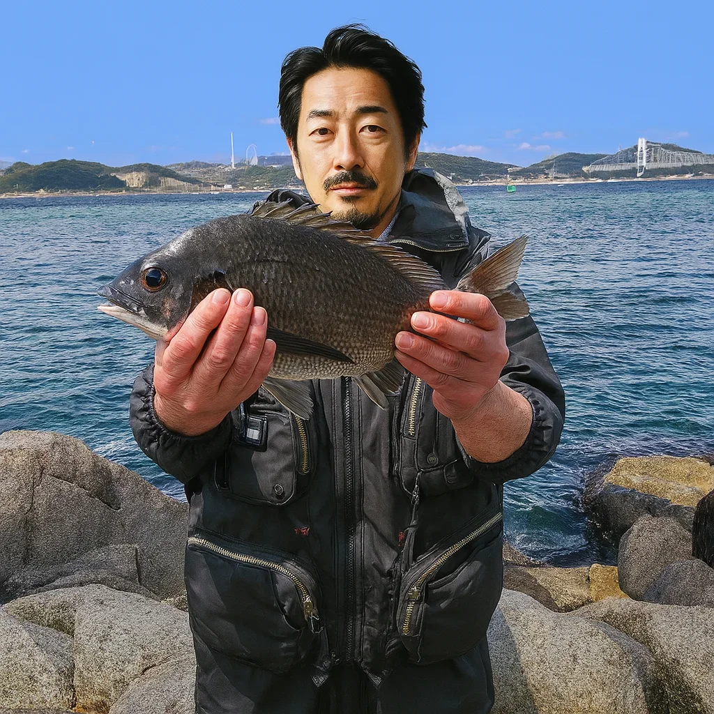 六口島でチヌを釣る佐々木