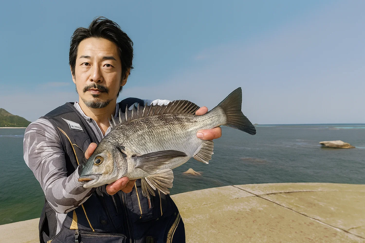 北木島でチヌを釣る佐々木