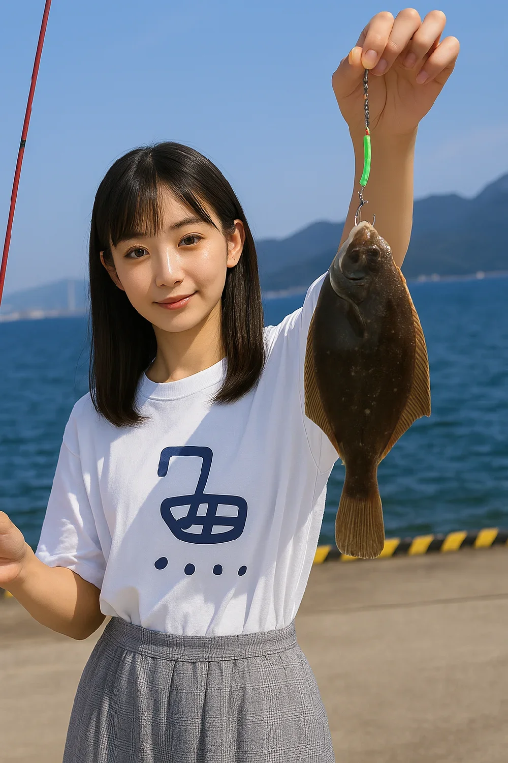 東栄地区港湾緑地でカレイを釣る