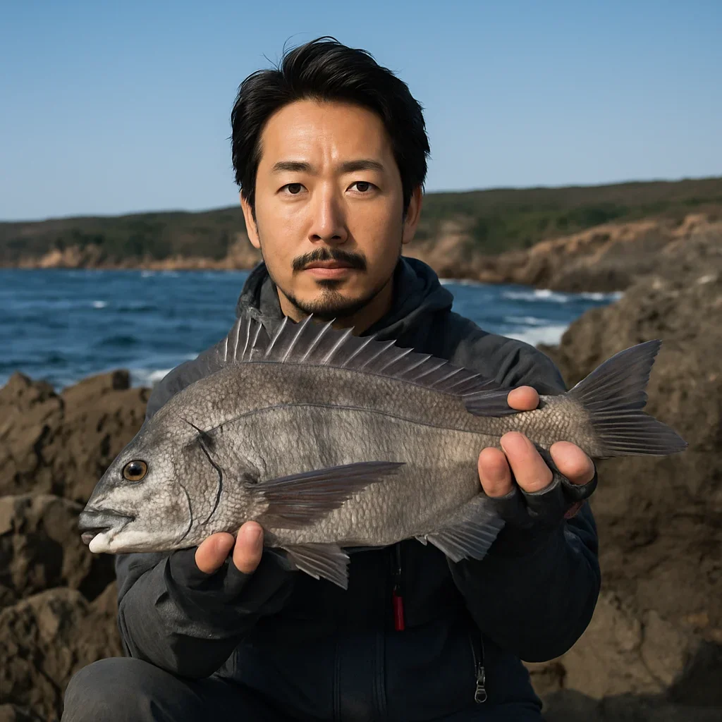 腰巻地蔵でチヌの釣果を得た佐々木