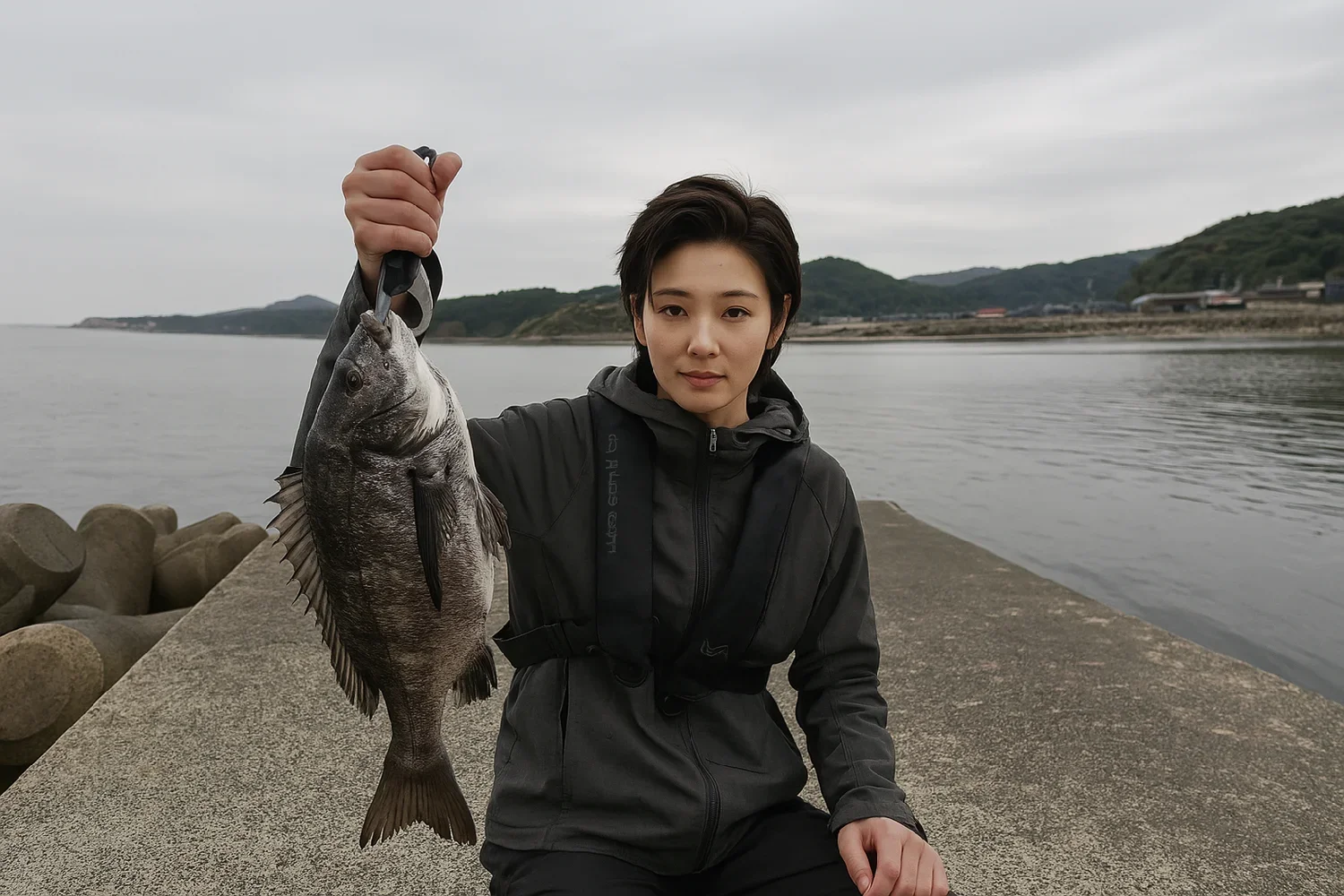 名舟漁港でチヌの釣果を得た佐伯